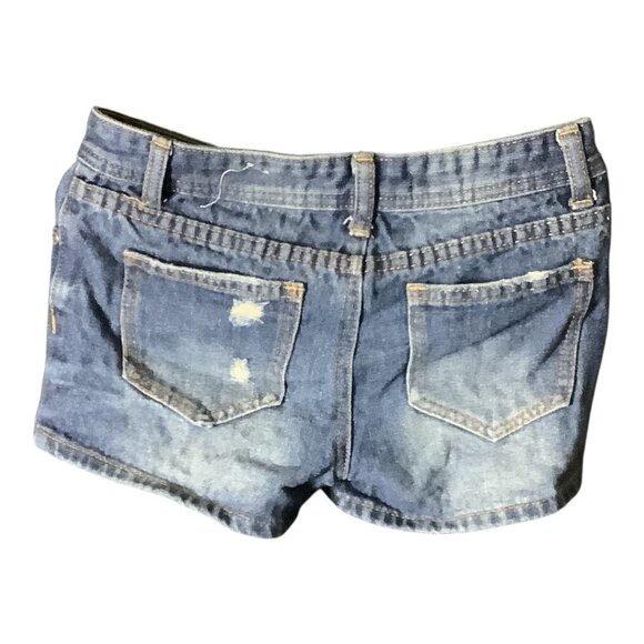 Aviva Girls Daisy Dukes Style Jean Shorts Distressed Denim Blue Size 14 - Picture 2 of 10